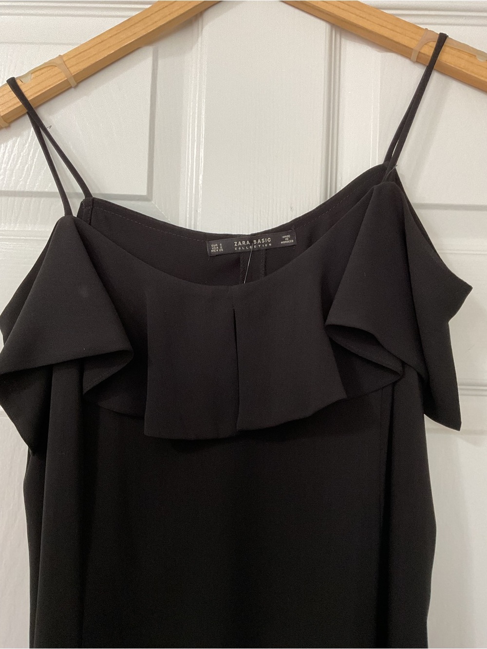 Zara Black Ruffle-Trim Mini Dress - Picture 2 of 3